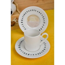 Heda Porselen Yakamoz 12 Parça Kahve Fincan Takımı Şık Sunum İçin Modern Desenli Porselen