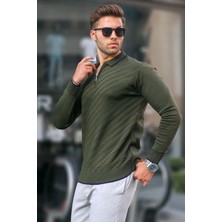 Haki Fermuarlı Erkek Triko Kazak 6824