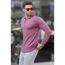 Gül Kurusu Fermuarlı Erkek Triko Kazak 6824