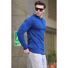 Indigo Fermuarlı Erkek Triko Kazak 6824