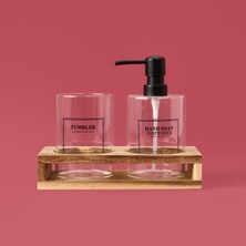 Mien Cam 2'li Yuvarlak Sıvı Sabunluk Seti - Şeffaf / Siyah / Kahverengi