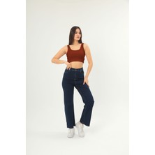 Fitilli Görünümlü Askılı Kalın Esnek Örme Basıc Crop