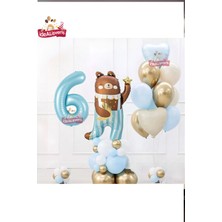 Sevimli Teddy Bear Ayı Folyolu Yaş Mavi Folyolu Doğum Günü Parti Seti Süsü