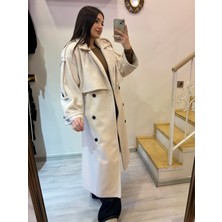 Diagonel Astarlı Oversize Kaşe Kaban
