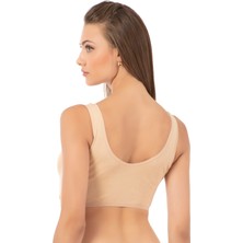 Özkan Underwear 0564 Kadın Pamuklu Ribana Boş Kap Desteksiz Telsiz Balensiz Kalın Askılı Yarım Atlet Sütyen
