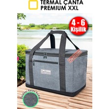Deftion Premium 40 Litre Fermuarlı Keten Termoslu Kamp Piknik ve Plaj Çantası Termal Isı Yalıtımlı Çanta Gri 4-6 Kişilik
