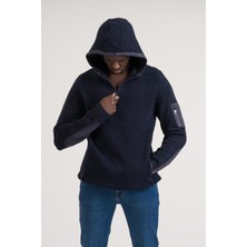 Regular Fit Kapşonlu Yan Fermuarlı Cepli Peluş Sweatshirt