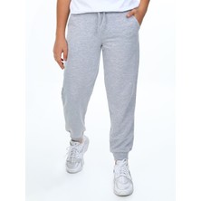 Denokids Unisex Kız Erkek Çocuk Gri Melanj Basic Eşofman Altı