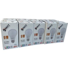 Mat 9W LED Ampul 10’lu Set – 820 Lümen, %90 Enerji Tasarrufu