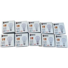 Mat 9W LED Ampul 10’lu Set – 820 Lümen, %90 Enerji Tasarrufu