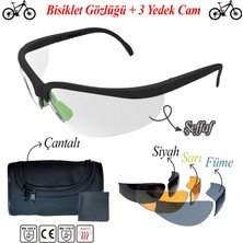 Bisiklet Güneş Gözlüğü Uv Korumalı Değiştirilebilir 3 Cam Şeffaf Siyah Sarı Füme Antifog Bisikletçi