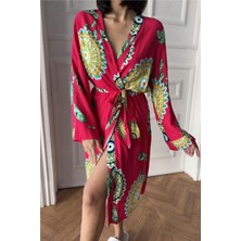 Coccolarsi Fiori Come il Sole Fuşya Viskon Kimono / Sabahlık