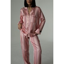 Onde Color Pesca Saten Uzun Pijama Takımı