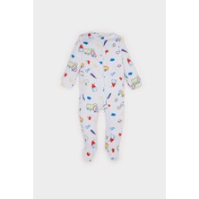 DeFacto Dinozor Baskılı Uzun Kollu Fermuarlı Tulum Erkek Bebek Yenidoğan D8324A5NS