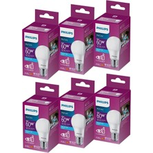 Global Phılıps 8W-60W E27 6500K Beyaz Işık LED Ampül 6'lı Paket