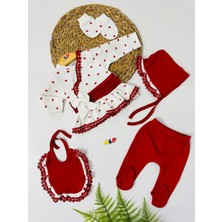 Alp Bebe Small Hearts 5 Li Zıbın Seti Kırmızı