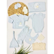 Alp Bebe Aydede Nakış Işlemeli Kaşkorse Detaylı Yeni Doğan 10LU Hastane Çıkışı Seti - Mavi