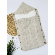 Alp Bebe Colarado  70-45 cm  Kapüşonlu Içi Polar Yün Triko Kundak - Kahve