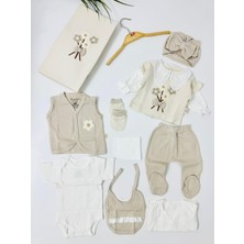 Alp Bebe Papatya Nakış Işlemeli Fisto Detaylı Yeni Doğan 10LU Hastane Çıkışı Seti - Bej