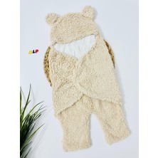 Alp Bebe Poland 70-45 cm  Kapüşonlu Içi Polar Yün Triko Kundak - Kahve