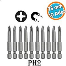 Nzb Mıknatıslı Yıldız Ph2 Bits Uç 75 mm 10'lu Set Kutulu Manyetik 1/4" Matkap Ucu Vidalama 7.5cm Uzunluk