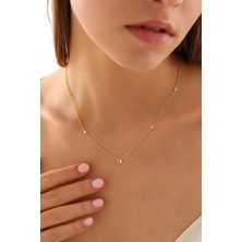 Queen Silver Jewelry 925 Ayar Gümüş Zirkon Taş Forse Zincirli Kolye