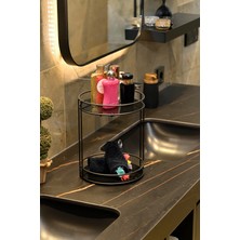 Edora Home Mat Siyah Banyo Organizer Kozmetik Takı Parfüm Havlu Düzenleyici Sunum Tepsisi Pleksili -Metal Paslanmaz