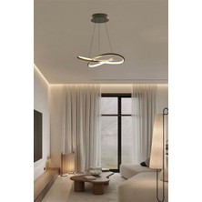 Ey Shop Modern Siyah Karçiçeği Model Kumandalı 3 Renk (Beyaz / Sarı / Günışığı) LED Avize