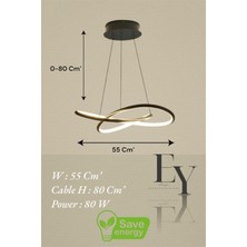 Ey Shop Modern Siyah Karçiçeği Model Kumandalı 3 Renk (Beyaz / Sarı / Günışığı) LED Avize