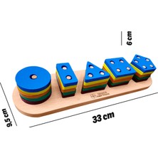 Hamaha Eğitici Ahşap Oyuncak | Mega 5'li Sütun Geometrik Şekiller