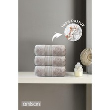 Anılsan 3'lü Kahverengi Süper Soft Bordürlü El Havlusu - 50X90 Cm, 250 Gr, %100 Pamuk, Spa ve Otel Havlusu