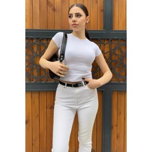 Gülseli Kadın Bisiklet Yaka T-Shirt