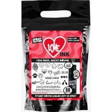 Love Ink Dövme Şablon Seti ve Siyah Sprey