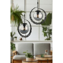 Begüsa Titan 2.li Avize Siyah Füme Cam