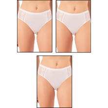 Özkan Underwear Özkan 25592 3'lü Paket Kadın Pamuklu Modal Esnek Rahat Dantelli Bato Külot