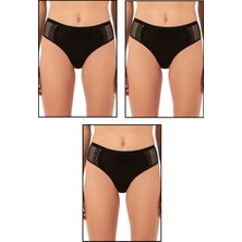 Özkan Underwear Özkan 25592 3'lü Paket Kadın Pamuklu Modal Esnek Rahat Dantelli Bato Külot