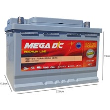 Mega Dc Premium Line 12V 72 Ah 590A (En) Akü (2025 ÜRETİM)