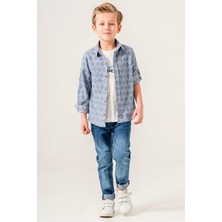 Uzun Kollu Düğmeli 3 Parça Erkek Çocuk Gömlekli Takım