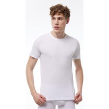 Malabadi Erkek Beyaz Basic Yuvarlak Yaka Ince Modal T-Shirt 084