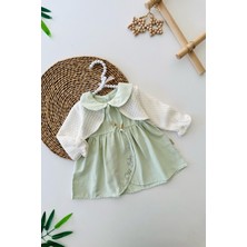 Miniğimin Cicileri Asimetrik Kesim Elbise ve Bolerolu Kız bebe takım - Yeşil