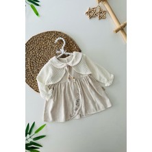 Miniğimin Cicileri Asimetrik Kesim Elbise ve Bolerolu Kız bebe takım - Krem