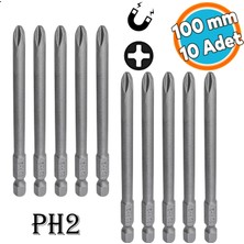 Nzb Mıknatıslı Yıldız Ph2 Bits Uç 100 mm 10'lu Set Kutulu Manyetik 1/4" Matkap Ucu Vidalama 10CM Uzunluk