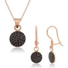 HS Demirci 925 Ayar Gümüş Siyah Yuvarlak Set