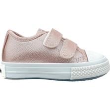 Kız Çocuk Işıklı Keten Ayakkabı Pudra Hologram