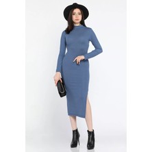 Yarım Balıkçı Yırtmaçlı Kadın Elbise P-00013923