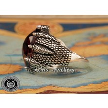 Tayfun Silver Zirkon Kırmızı Yakut Taşlı 925 Ayar Gümüş Erkek Yüzük
