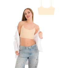 777 Kadın Ayarlanabilir Ince Askılı Lazer Kesim Crop Büstiyer