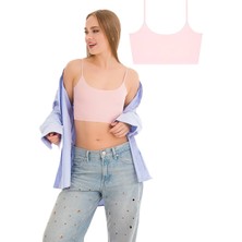 777 Kadın Ayarlanabilir Ince Askılı Lazer Kesim Crop Büstiyer