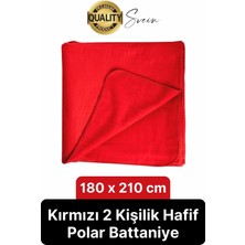 180X210 cm 2 Kişilik Sıcacık Kışlık Polar Yumuşak Rahat Konforlu Kırmızı Renk Hafif Tv Battaniyesi