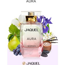Jaquel Aura Kadın Parfüm 100ml, Çiçeksi, Siyah Üzüm, İris, Yasemin, Portakal Çiçeği, Pralin, Vanilya